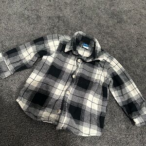 Toddler Black and White Button Up Flannel
